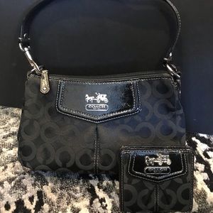 COACH Madison Op Art Top Handle Pouch & Wallet Set